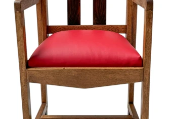 Art Deco Modernist Armchair with Red Leather Seat, 1920s